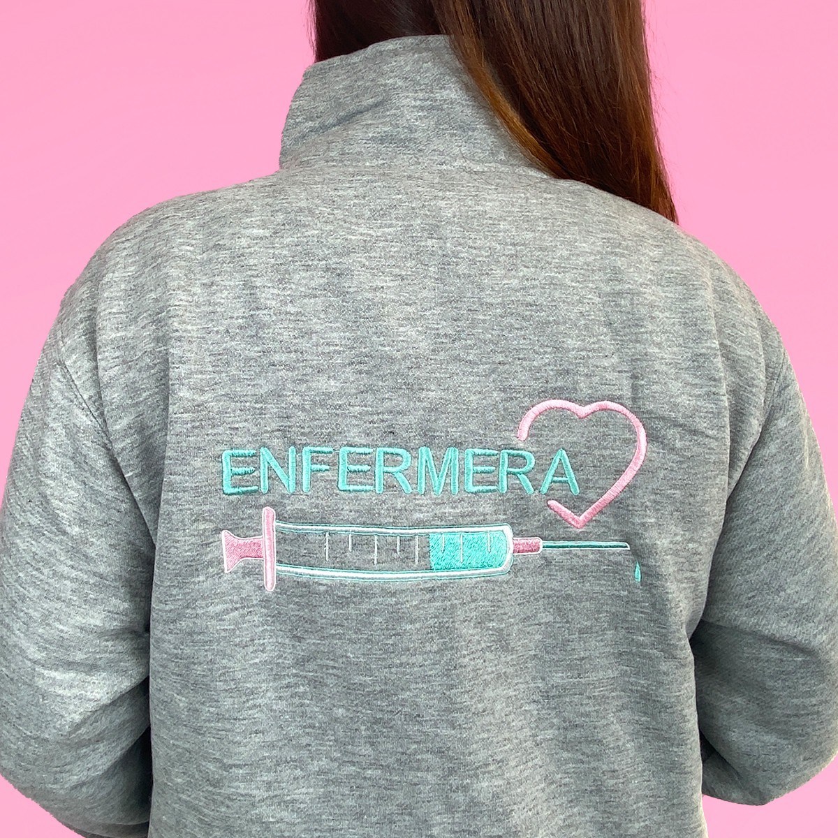 Chaqueta con cremallera completa de enfermera personalizada, Chaqueta l