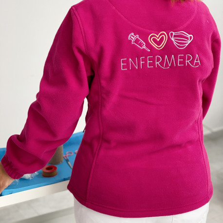 WEARK Chaqueta Forro Polar Enfermera TCAE Sudadera Bordado Bolsillos y  Cremallera Colores Suave Mujer