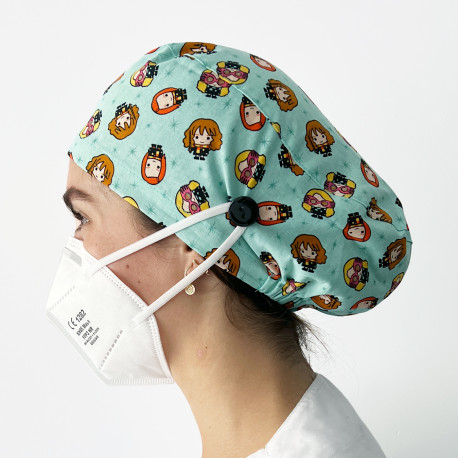 Long Hair Surgical Cap with buttons -...