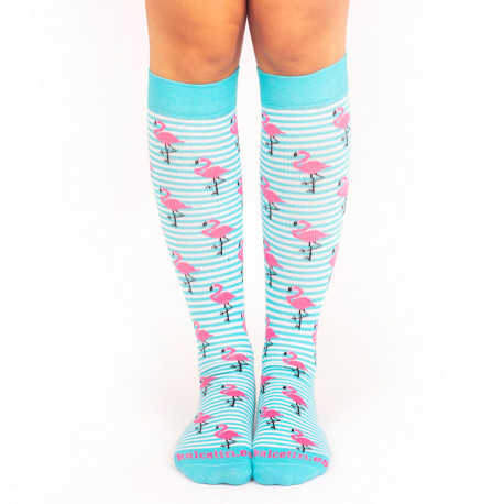 Printed Compression Socks - Flamingoes