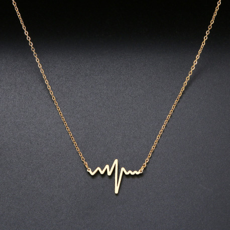 Gold-plated heartbeat necklace