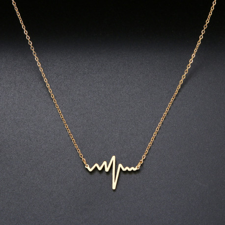 Stainless Steel Heartbeat Necklace -...