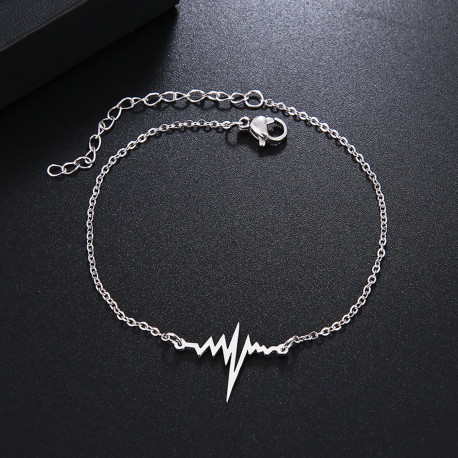 Stainless Steel Heartbeat Bracelet -...