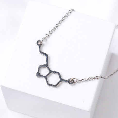 Joyería Collares Gargantillas Collar de serotonina la molécula de la felicidad en plata 