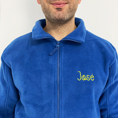 Blue Fleece Jacket customized for Men