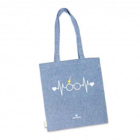 Cotton Tote Bag - Two-tone Blue -...