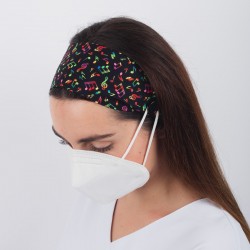 diadema con botones estampada