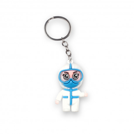 Rubber Keychain nurse with PPE