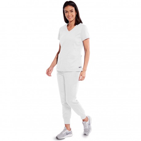 Women's V-Neck Zippered Scrub Top -...