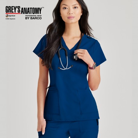 Blusón mujer cuello pico azul índigo Grey's Anatomy