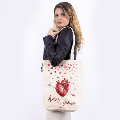 tote algodón corazón