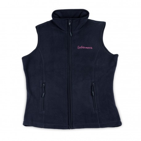 Women's navy fleece vest embroidered