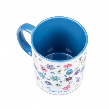 taza azul virus personalizada