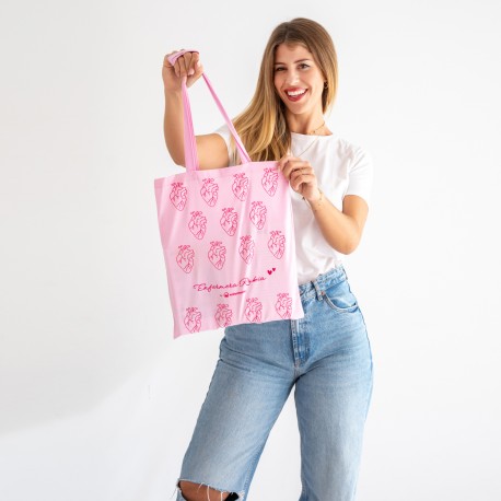 tote bag rosa corazones