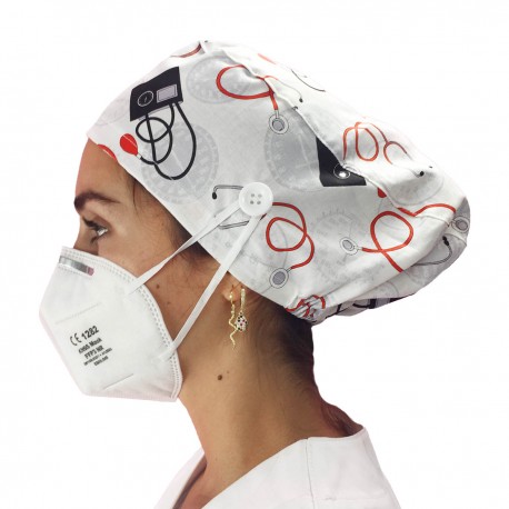 gorro pelo largo quirúrgico estampado