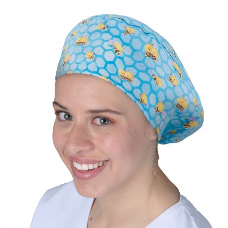 gorro quirófano pelo largo estampado abejas
