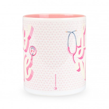 taza rosa cerámica estampada Love