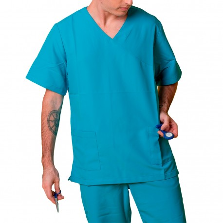 Unisex Microfiber Scrub Top - Turquoise