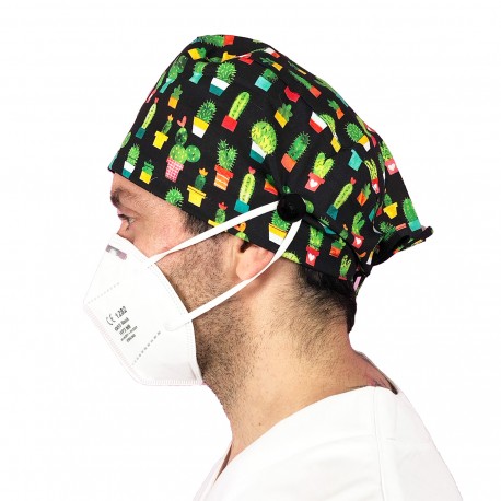 gorro pelo corto para quirófano con botones
