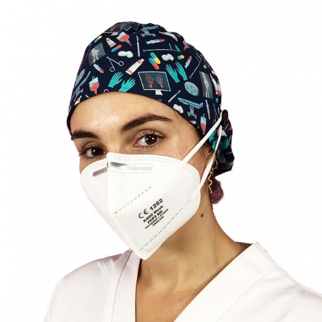 gorro estampado para quirófano con botones