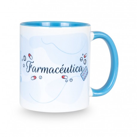 taza azul claro farmacéutico