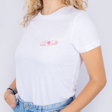 Woman's White T-shirt - Band-aid...