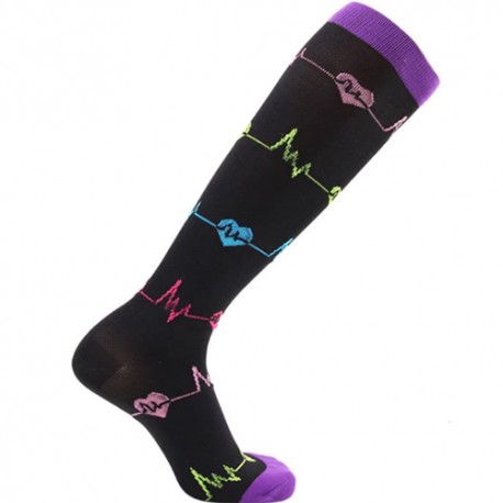 Printed Compression Socks - EKG - Black