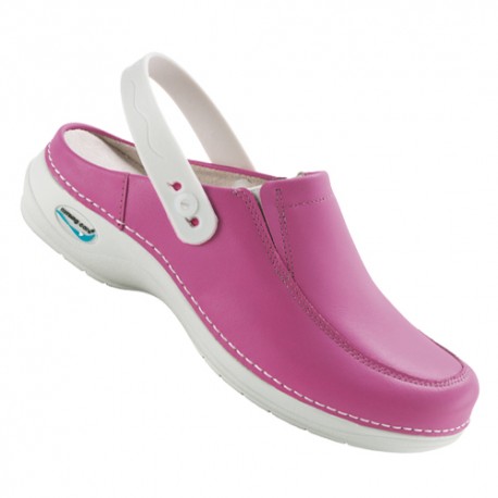 Leather Clog Washable Wash'Go - Fuchsia