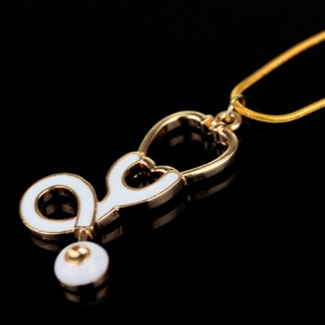 Pendant with chain (gold/white) -...