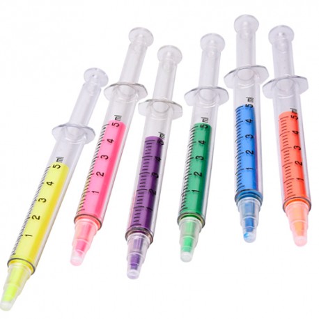 Pack 6 fluorescent pen  - Syringe