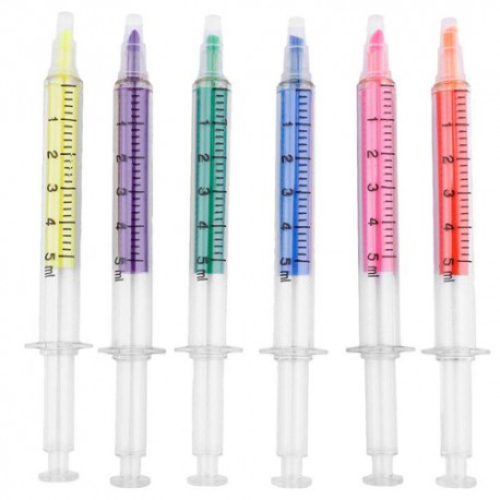 Pack 6 fluorescent pen  - Syringe