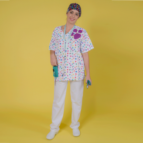Unisex Microfiber Scrub Top - PAWS -...