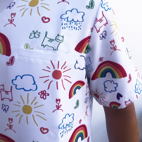 Unisex Microfiber Scrub Top - RAINBOW