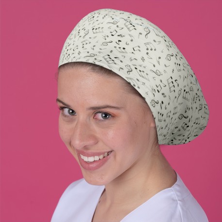 Long Hair Surgical Cap - Musical notes