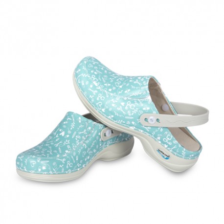 Nursing Leather Clog - Sweet Aqua