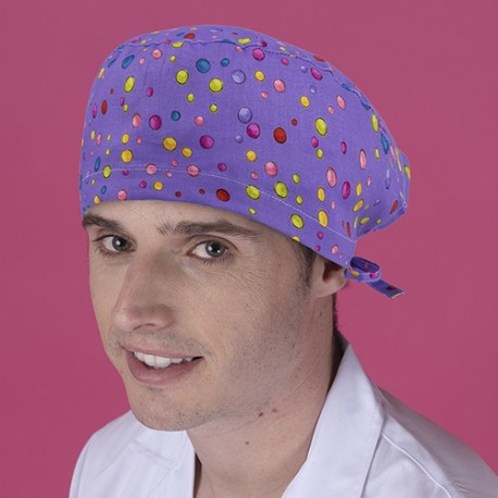 Gorro casquete - lunares lila