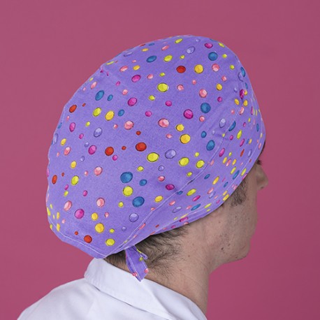 Gorro casquete - lunares lila