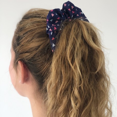 Hearts Scrunchie for Nurses - Navy Blue