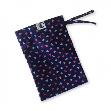 Hearts over navy blue Fabric  All...