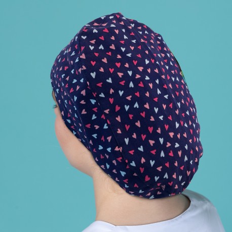 Long Hair printed Surgical Cap - Navy...