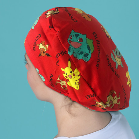 Long Hair printed Surgical Cap - Red...