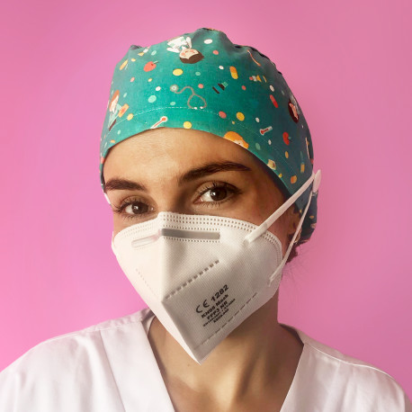 Long Hair Surgical Cap with buttons -...