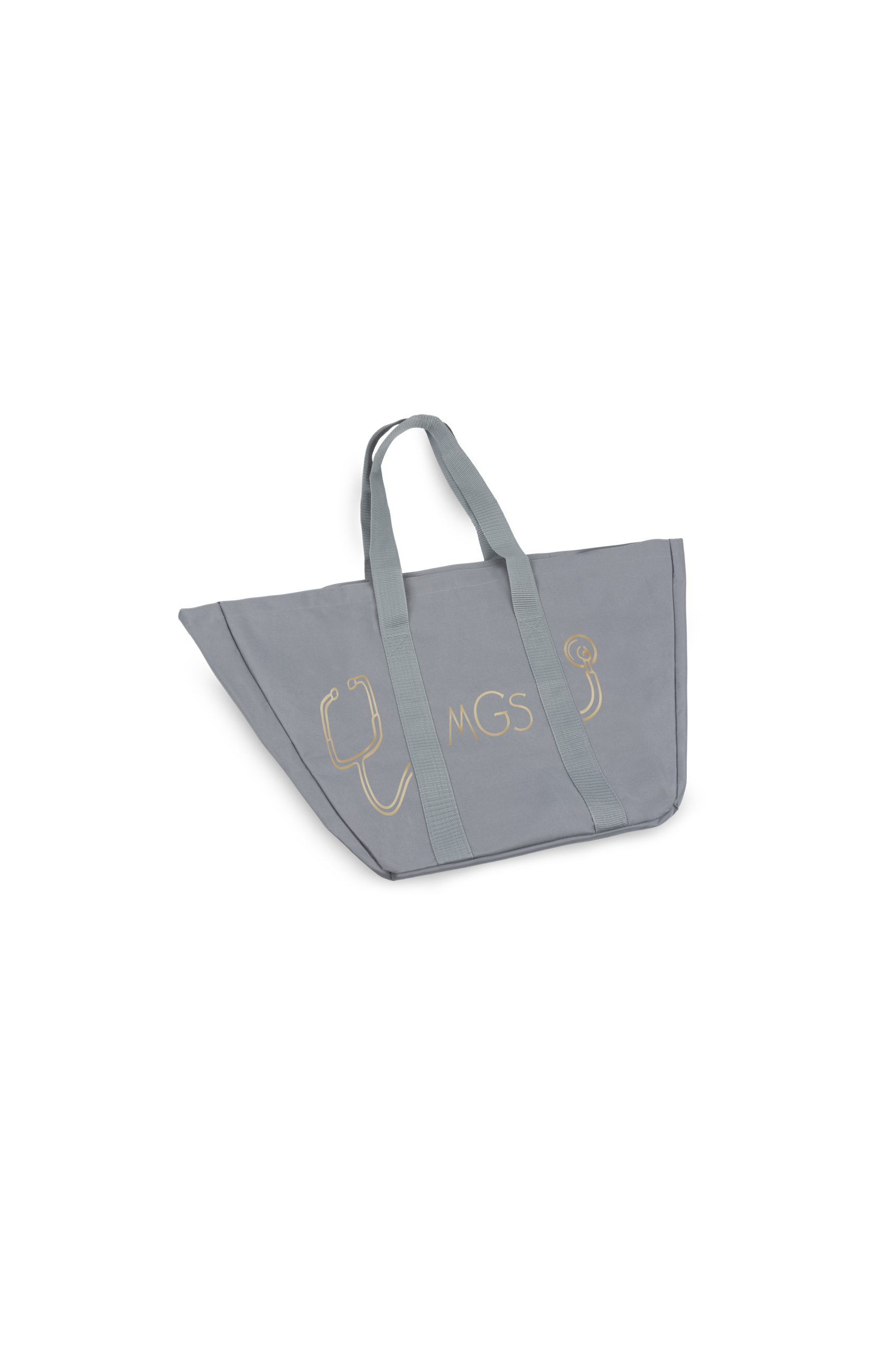 Personalized stethoscope grey tote bag -zoom-3
