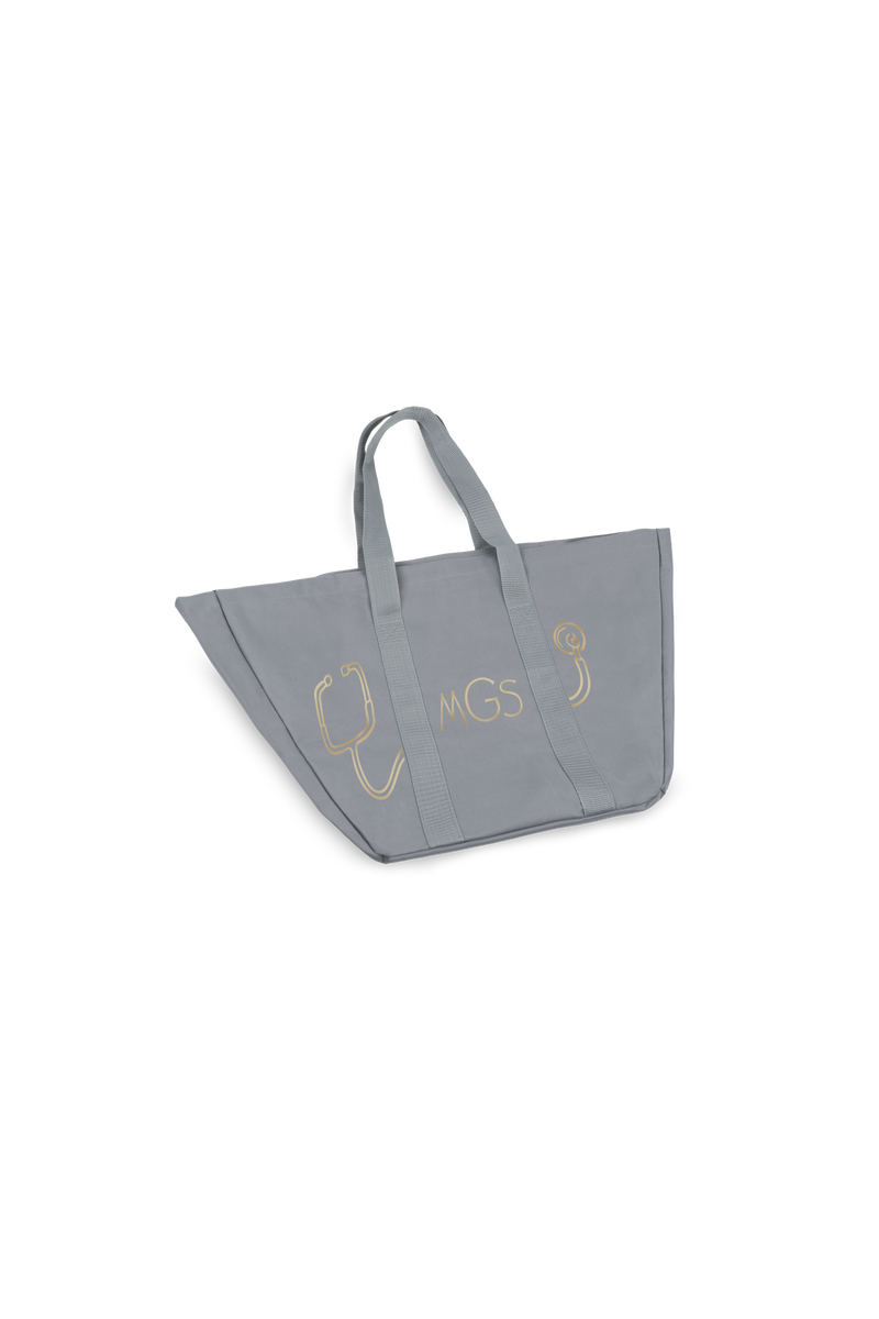 Personalized stethoscope grey tote bag -zoom-
