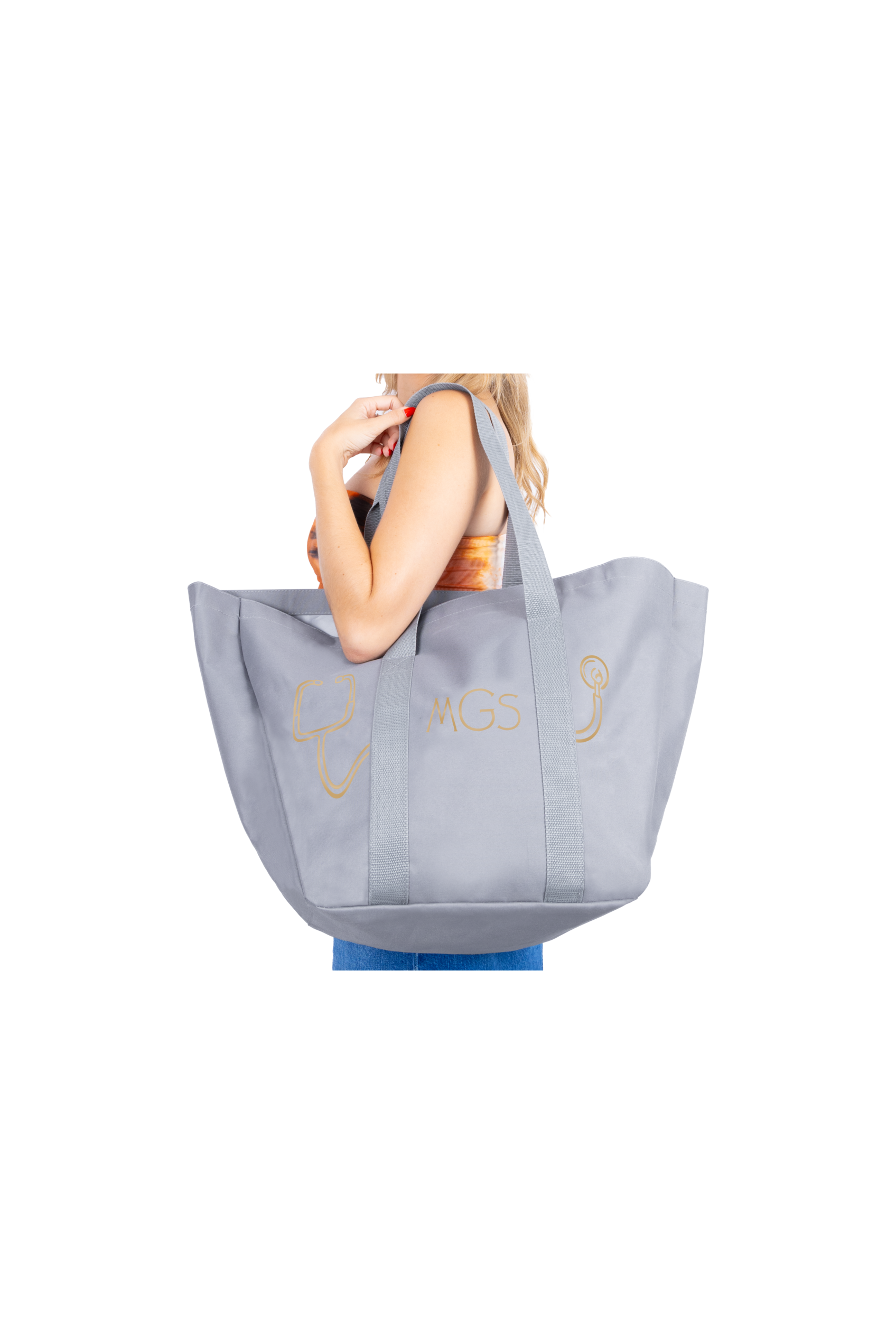 Personalized stethoscope grey tote bag 