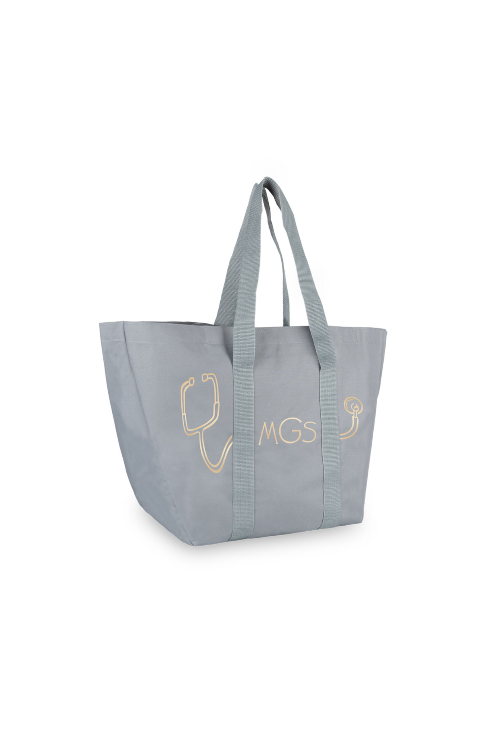 Personalized stethoscope grey tote bag -zoom-1