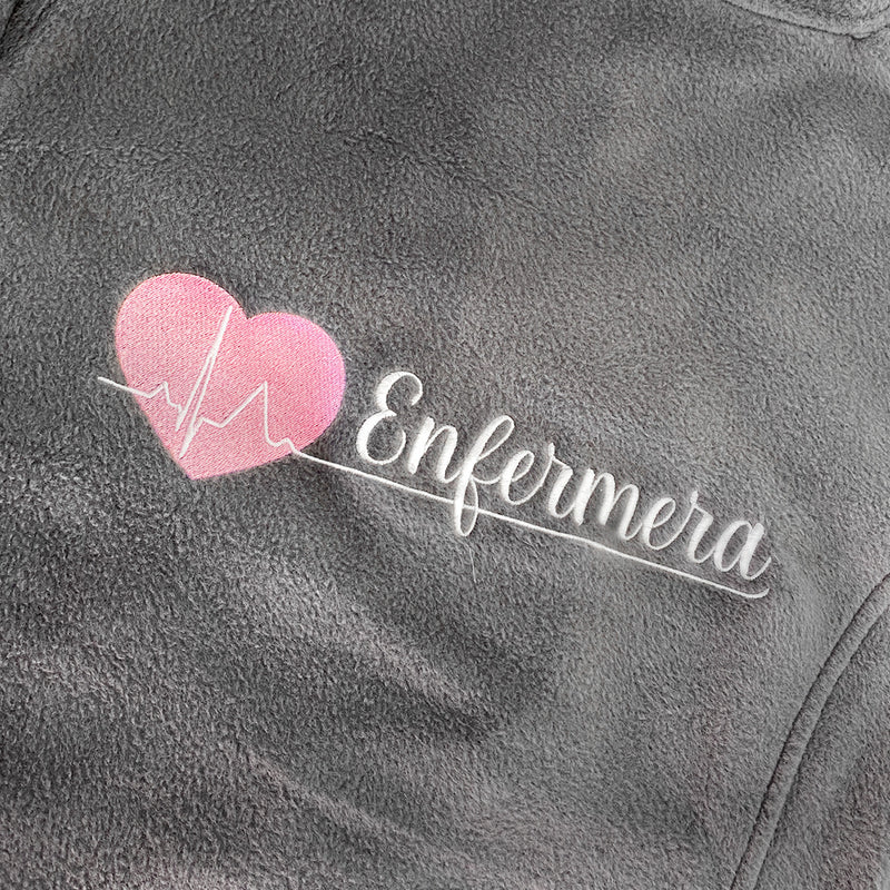Forro Polar Sanitario Mujer Personalizado – Color Gris Veterinario-zoom-