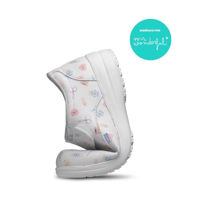 Vegan leather shoe with velcro closure - Wonderful print-zoom-