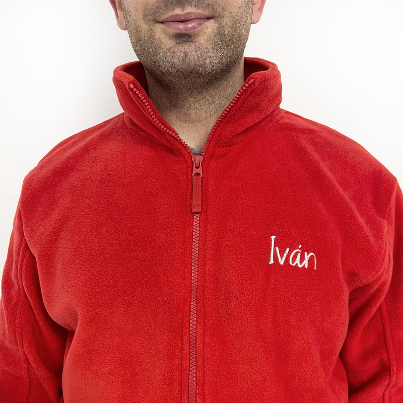 Personalized Men's Fleece Jacket - Red-zoom-