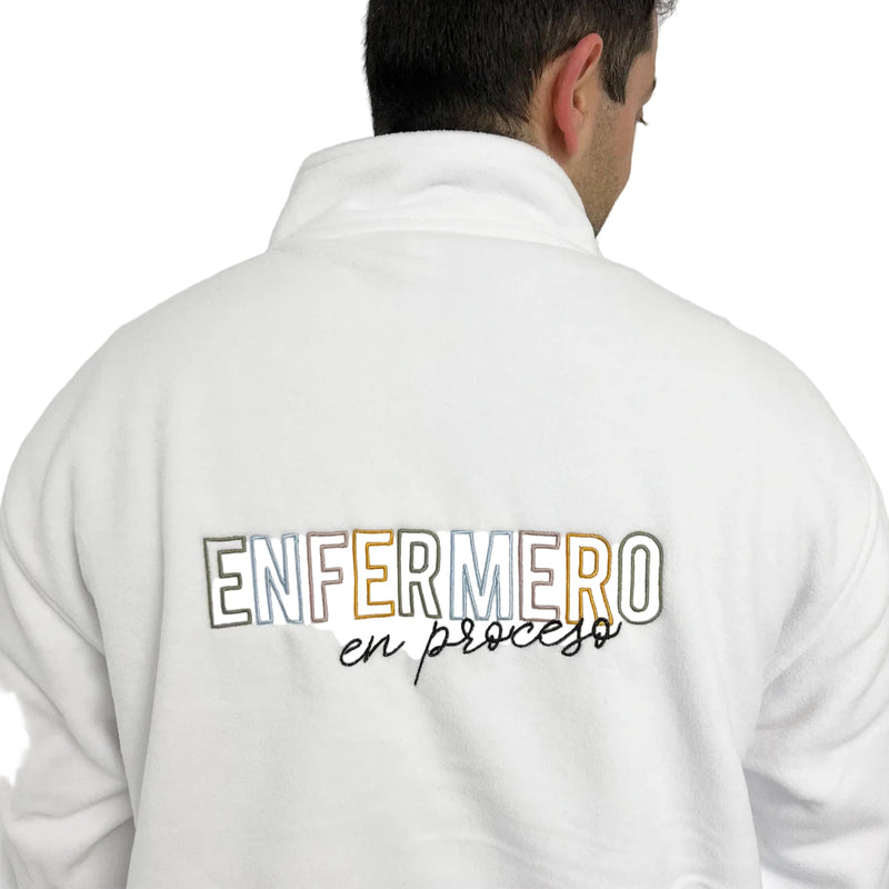 Personalized Men's Medical Fleece Jacket – White with Embroidery-zoom-